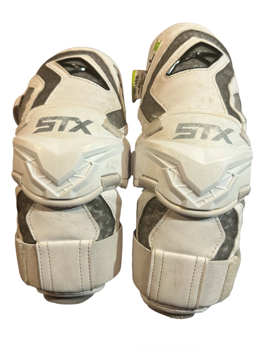 STX Cell VI Lacrosse Arm Guards White/Gray Adjustable Padded Size Small